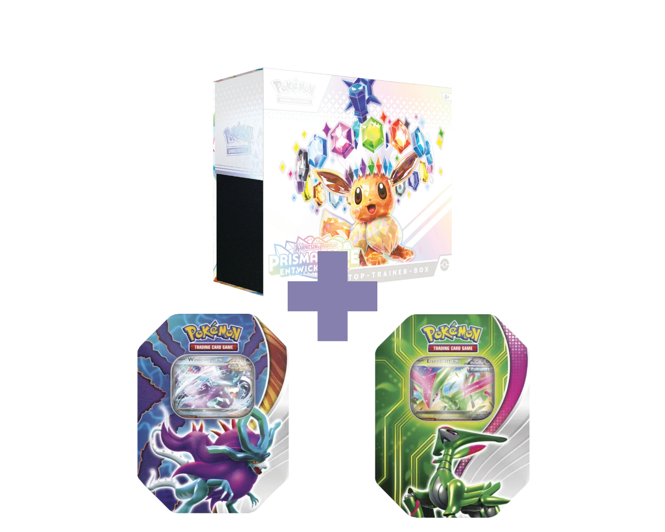 Pokémon TCG - Prismatische Entwicklungen Top Trainer Box +  Paradox Clash Tin Set [DE]